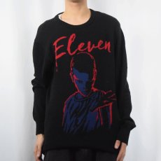 画像2: STRANGER THINGS "Eleven" SFドラマ ジャガードニットセーター BLACK XL (2)