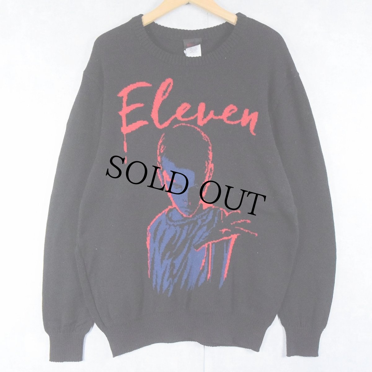 画像1: STRANGER THINGS "Eleven" SFドラマ ジャガードニットセーター BLACK XL (1)