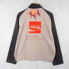 画像1: 70's Unitog USA製 "Coca-Cola" ストライプ柄 ハンドペイント ワークジャケット SIZE42 (1)