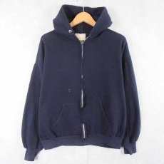 画像1: 70's Sears "ACTIVE WEAR" 無地 スウェットジップパーカー NAVY L (1)