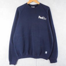 画像2: 90's FedEx USA製 企業ロゴプリントスウェット NAVY XL (2)