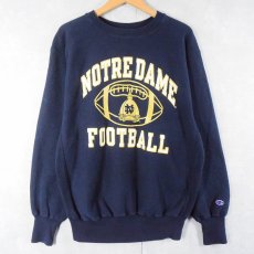 画像1: 90's Champion REVERSE WEAVE USA製 "NOTRE DAME FOOTBALL" プリントスウェット NAVY XL (1)