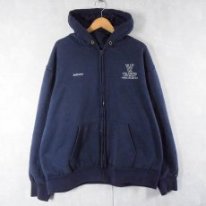 画像1: 90's CAMBER USA製 "VILLANOVA UNIVERSITY" ロゴ刺繍 裏サーマル スウェットジップパーカー NAVY 2XL (1)