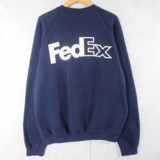 画像1: 90's FedEx USA製 企業ロゴプリントスウェット NAVY XL (1)