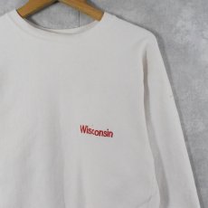 画像1: 80's Champion REVERSE WEAVE トリコタグ USA製 "Wisconsin" 刺繍スウェット L (1)