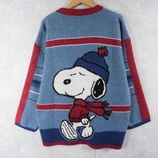 画像1: PEANUTS SNOOPY キャラクター柄  アクリル×ウールスキーニットセーター M (1)