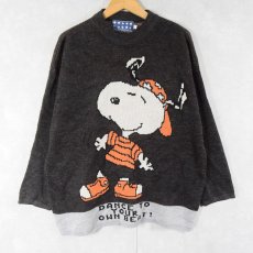 画像1: PEANUT SNOOPY "DANCE TO YOUR OWN BEAT!" キャラクター ジャガード スキーニットセーター M (1)