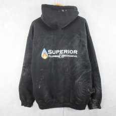 画像1: "SUPERIOR" ペンキペイント プリントスウェットフーディ BLACK XL (1)