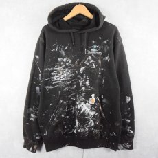 画像1: Carhartt ペンキペイント スウェットフーディ BLACK M (1)