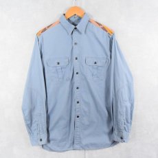 画像1: POLO Ralph Lauren ネイティブ柄切り替え チンスト&マチ付き コットンシャツ M (1)