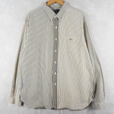 画像1: POLO Ralph Lauren ストライプ柄 マチ付き コットンボタンダウンシャツ XXL (1)