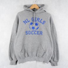 画像1: 90's RUSSELL ATHLETIC USA製 "NL GIRLS SOCCER" プリントスウェットフーディー L (1)