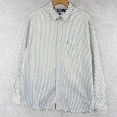 画像1: POLO Ralph Lauren ストライプ柄 マチ付き シアサッカーシャツ L (1)