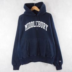 画像1: 2000's Champion REVERSE WEAVE "MIDDLEBURY" プリントスウェットフーディ NAVY L (1)