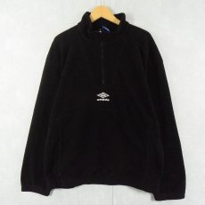 画像1: 90's UMBRO ロゴ刺繍 フリースプルオーバージャケット BLACK L (1)