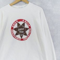 画像1: 80〜90's Hanes "D.A.R.E. IOWA" 薬物乱用防止団体プリントラグランスウェット XL (1)