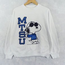 画像1: 90's SNOOPY USA製 "MTSU" キャラクタープリントスウェット L (1)