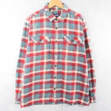 画像1: 2019FA Patagonia ORGANIC COTTON チェック柄 ヘビーネルシャツ L (1)