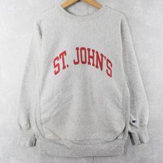 画像1: 90's Champion REVERSE WEAVE USA製 "ST.JOHN'S" プリントスウェット XL (1)