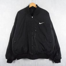 画像3: 90's〜 NIKE ロゴ刺繍 リバーシブル キルティング ナイロンジャケット BLACK L (3)