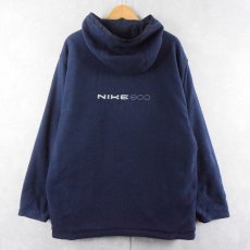 画像3: NIKE ロゴ刺繍 リバーシブル ナイロン×フリースジップパーカー NAVY M (3)