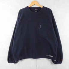 画像1: NIKE ロゴ刺繍 フリースプルオーバー NAVY XL (1)