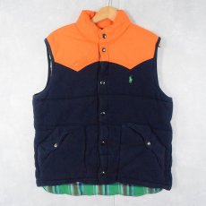 画像1: POLO Ralph Lauren ウエスタンヨーク スウェットベスト NAVY L (1)