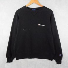 画像1: 80〜90's Champion USA製 青刺繍タグ 後期 前Vスウェット BLACK L (1)