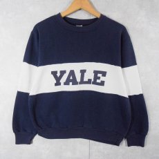 画像1: 80's Champion USA製 トリコタグ "YALE" 切り替えデザイン 染み込みプリントスウェット L (1)