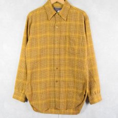 画像1: 60's PENDLETON チェック柄 3点留め ウールシャツ M (1)