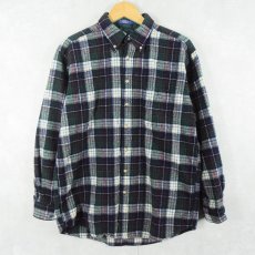 画像1: 90's〜 PENDLETON USA製 チェック柄 ウールボタンダウンシャツ L (1)