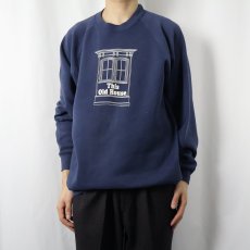 画像2: 90's USA製 "This Old House" プリントラグランスウェット NAVY XXL (2)