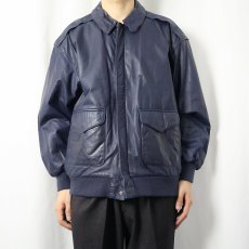 画像2: GENERAL CLOTHING COMPANY LTD "A-2 TYPE" レザージャケット NAVY XL (2)