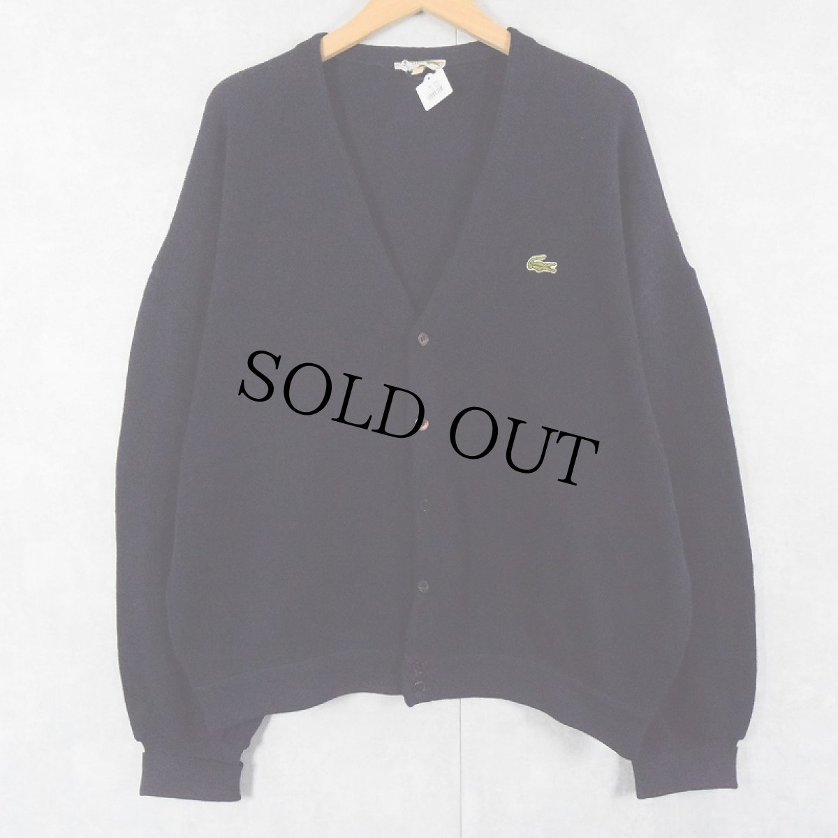 画像1: 70〜80's LACOSTE FRANCE製 ウールニットカーディガン NAVY SIZE6 (1)