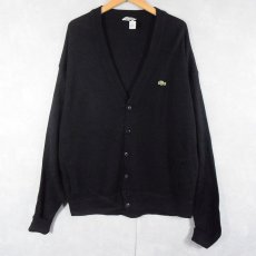 画像1: 70〜80's LACOSTE FRANCE製 ウールニットカーディガン BLACK (1)