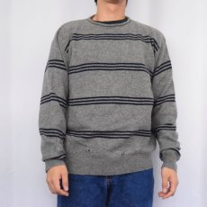 画像2: POLO Ralph Lauren LAMBSWOOL ボーダー柄 ロールネックニットセーター M (2)