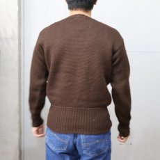 画像3: 〜60's フェルトワッペン レタードニットセーター BROWN (3)