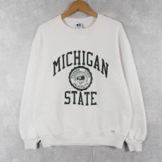 画像1: 90's〜 RUSSELL ATHLETIC USA製 "MICHIGAN STATE" 前V プリントスウェット L (1)