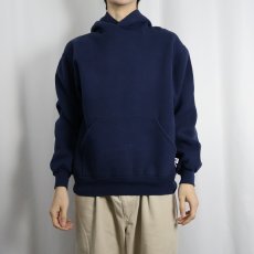 画像2: 90's RUSSELL ATHLETIC USA製 無地スウェットフーディー NAVY M (2)