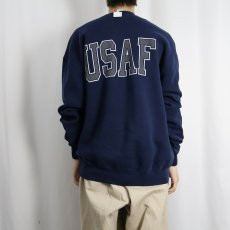 画像4: 90's SOFFE USA製 "U.S.AIR FORCE" リフレクタープリントスウェット NAVY XL (4)