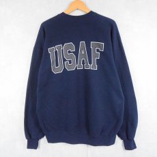 画像2: 90's SOFFE USA製 "U.S.AIR FORCE" リフレクタープリントスウェット NAVY XL (2)