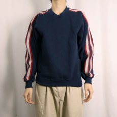 画像2: 90's RUSSELL ATHLETIC USA製 サイドライン スウェット NAVY M (2)