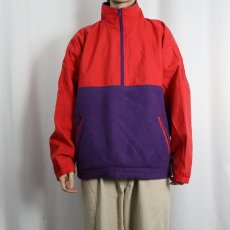 画像2: 90's GAP フリース切り替え ハーフジップ ナイロンプルオーバージャケット L (2)