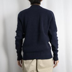 画像3: POLO Ralph Lauren エルボーパッチ付き ヘンリーネック コットンニットセーター NAVY L (3)