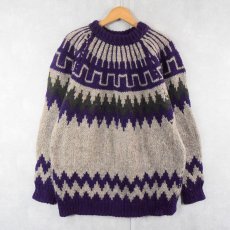 画像1: GREEK KNITWEAR ノルディック柄 ウールニットセーター  (1)