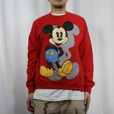 画像2: 90's MICKEY&CO. 青パンミッキー キャラクタープリントスウェット L (2)