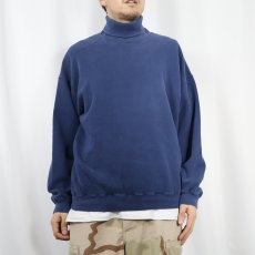 画像2: GAP 無地タートルネックスウェット NAVY M (2)