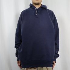 画像2: 90's L.L.Bean× RUSSELL ATHLETIC USA製 ポケット付き ヘンリーネックスウェットフーディー NAVY XXL (2)