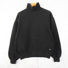 画像1: 90's RUSSELL ATHELETIC "HIGH COTTON" USA製 ハイネック 前Vスウェット BLACK M (1)