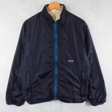 画像1: 90's Patagonia USA製 リバーシブル グリセードフリースジャケット NAVY M (1)